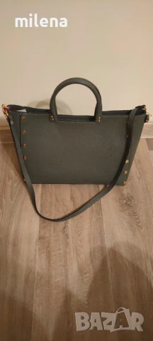 Нова сива чанта естествена кожа, снимка 1
