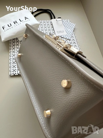 Дамска чанта Furla Metropolis 21см в сив цвят, снимка 4 - Чанти - 54049326