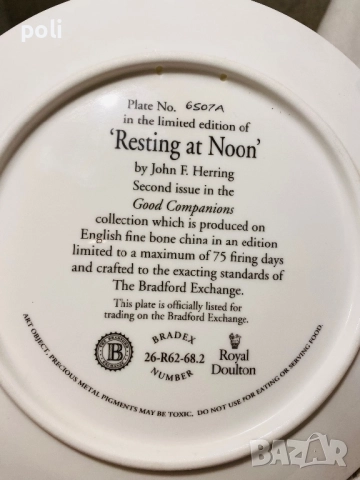 порцеланова чиния за стена , снимка 3 - Декорация за дома - 52625305