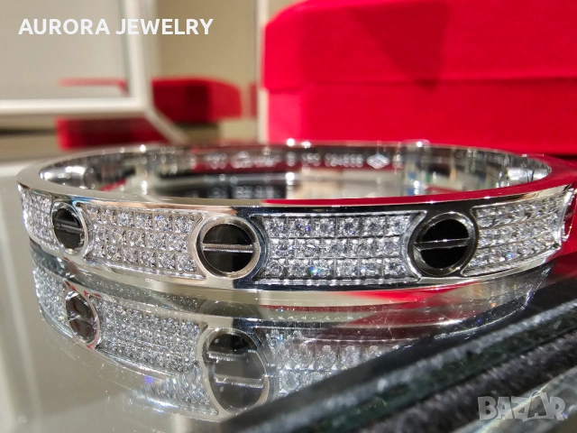 CARTIER Love Ceramic Paved White Gold Classic Diamond Гривна с Отверка, снимка 5 - Гривни - 53237058