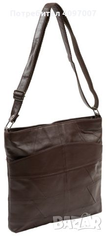Стилна дамска чанта от естествена к. с дълга дръжка за рамо 28/28см