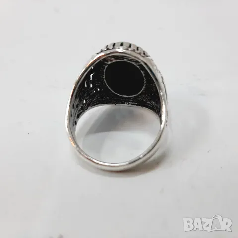 Пръстен с малахит, снимка 4 - Пръстени - 48689390