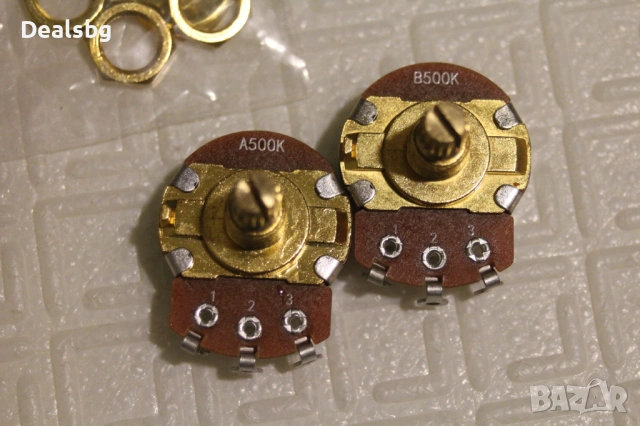 2бр. Fleor месингови китарни потенциометри А/B 500К, снимка 2 - Китари - 53287829