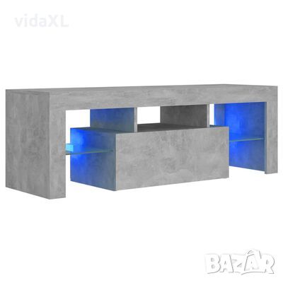 vidaXL ТВ шкаф с LED осветление, бетонно сив, 120x35x40 см, снимка 1 - Шкафове - 46143229