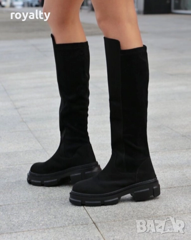 Равни ботуши - черен велур, снимка 3 - Дамски ботуши - 52267730