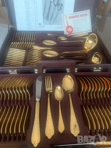 Луксозен комплект прибори за 12 човека* 23/24 карата твърдо златно покритие* 70 броя , снимка 7 - Прибори за хранене, готвене и сервиране - 53259901