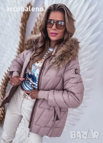 Дамско ватирано яке с лисича кожа, 2цвята , снимка 3 - Якета - 52155165