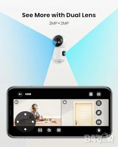 Нова ZOSI Камера за вътрешно наблюдение 360°, бебе/домашен любимец мониторинг, снимка 7 - IP камери - 47849132