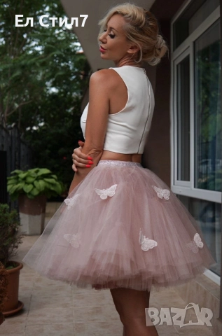 📌#Ефектна #пола с пеперуди Цвят пудра ХС С М Л размер Цена 115лв/58.80 € ЕКОНТ, снимка 3 - Поли - 52631438