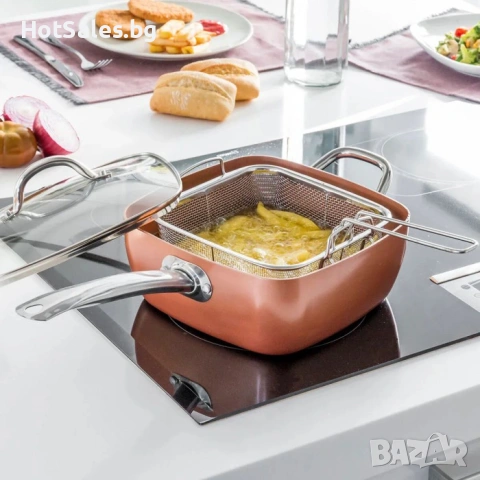 Дълбок тиган с незалепващо покритие 5в1 Copper Pan