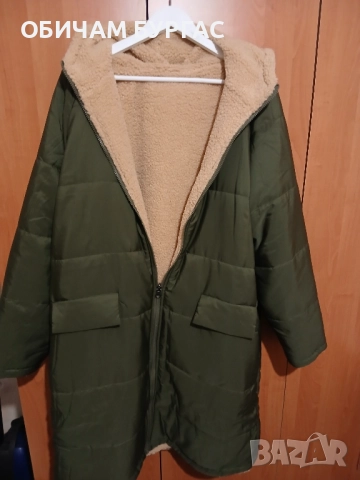 3xl НОВО КРАСИВО,ДЪЛГО,ТОПЛО,ВАТИРАНО ЯКЕ В ЦВЯТ КАКИ С ДЖОБОВЕ И КАЧУЛКА, снимка 4 - Якета - 52426669