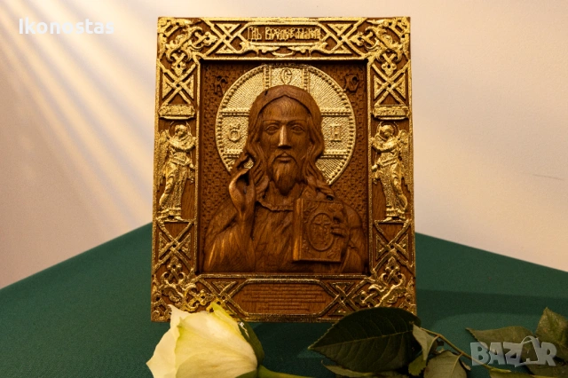 Релефна икона на Исус Христос – позлатена, снимка 6 - Икони - 53223043