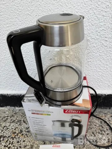 Стъклена Електрическа Кана - Zilan ZLN8955, 1.7л, 2200W, 360° Основа, LED Осветление, 5 Настройки!, снимка 5 - Кани - 50376895