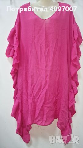Плажна рокля с къдрички в свободна кройка, универсален размер. Дължина-85см;Ширина-60см., снимка 2 - Рокли - 46398733
