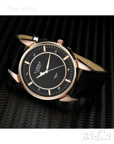 Класически мъжки часовник с кожена каишка - 2 модела (005), снимка 2 - Мъжки - 45005512