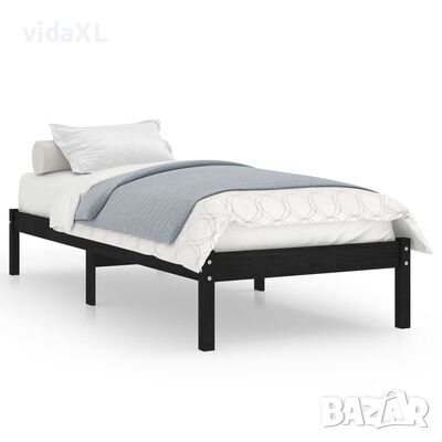 vidaXL Рамка за легло, черна, бор масив, 90x200 cм(SKU:810006