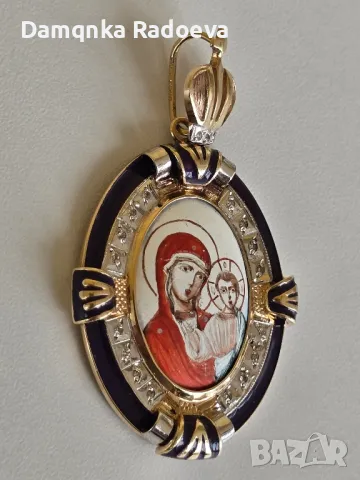 СССР златна висулка с Якутски Диаманти 14 карата, снимка 12 - Колиета, медальони, синджири - 49783796