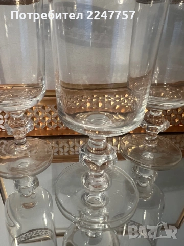 3 броя кристални чаши водни, снимка 2 - Антикварни и старинни предмети - 54109384