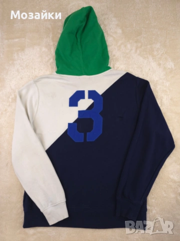 Polo Ralph Lauren Hoodie употребяван, S-M, colorblock с RL patch, снимка 9 - Суичъри - 53596379