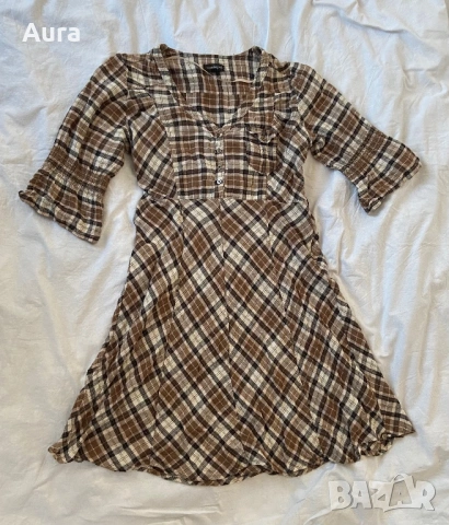 Brown plaid dress , снимка 2 - Рокли - 53814849