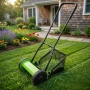 Ръчна косачка за трева с кош 40 см (16"), 5 остриета, регулируема височина 17–33 мм – Тиха, екологич, снимка 1