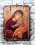 продадена! Икона на света Богородица с Младенеца, Умиление с архангели 25/19 см, снимка 1