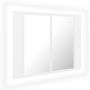 vidaXL Шкаф с LED огледало за баня, бял, 60x12x45 см, акрил(SKU:804956, снимка 1 - Огледала - 45388723