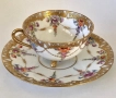 Dresden Germany  Circa 1884  Wolfsohn  Tea Cup & Saucer, Footed, Richly Gilded Код P1651, снимка 1