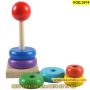 Занимателна играчка дървена пирамида с цветни рингове - КОД 3674, снимка 3