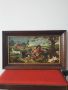 Много стара ловна картина масло върху платно, репродукция/копие на Deer Hunt (Frans Snyders) 82х50, снимка 1