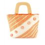 Плетена лятна чанта  с дървени дръжки и декорации от пайети, снимка 1 - Чанти - 45651685