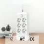 Разклонител 220V с 6 гнезда, 4 USB порта + 2xType C, Digital One SP00985, Бял, 1.5 м, 2500W, с ключ, снимка 4