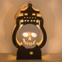 Halloween / Хелоуин дървена настолна декоративна светеща фенерка с череп, 10.5x18cm_1244370, снимка 1
