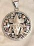 Уникален Старинен Двустранен Сребърен Медальон с Кралски Седеф и Нефрит, снимка 4