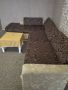 голям красив диван с ляв ъгъл цвят бежово и кафяво, снимка 3
