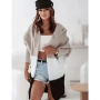 Жилетка райе с качулка свободен модел с паднало рамо, снимка 1
