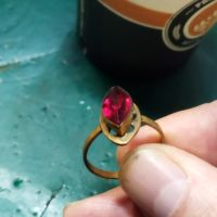 Стар пръстен с червен камък, снимка 3 - Антикварни и старинни предмети - 45197996