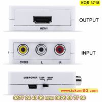 Адаптер видео и стерео аудио AV (RCA) към HDMI Full HD 1080p - КОД 3718, снимка 9 - Друга електроника - 45101320