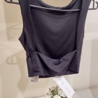 ЛОТ 5 дамски черни топа черна блуза с мрежа риза с пайети потник кроп топ с гол гръб Amisu , снимка 2 - Корсети, бюстиета, топове - 45538526