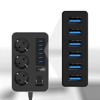 Разклонител Earldom ES-SC07, 3 гнезда, CEE 7/3, 6 х USB, 2м., Черен, снимка 2 - Друга електроника - 45845720