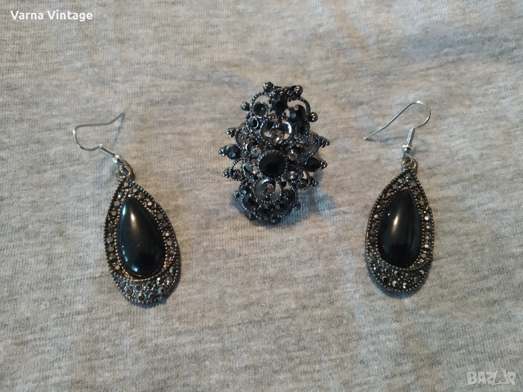 Винтидж комплект - пръстен и обеци., снимка 1