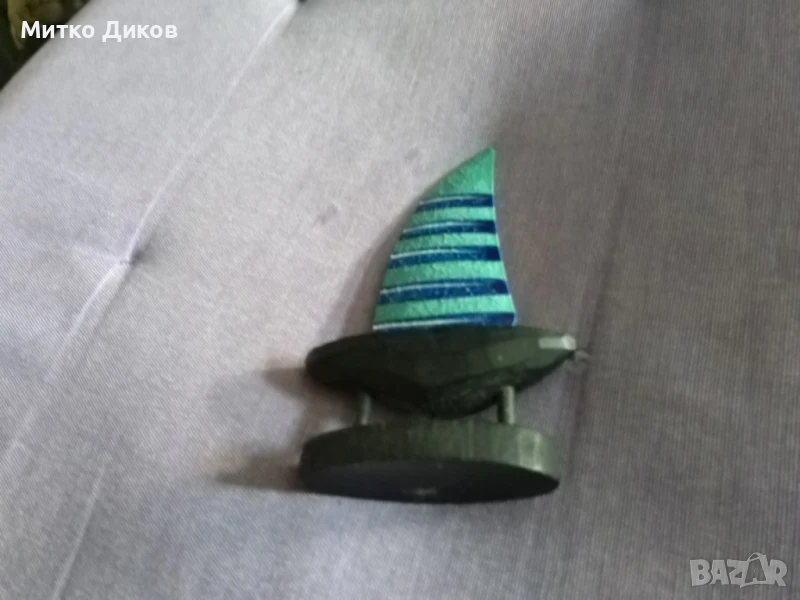 Дървен кораб за украса 6х5см, снимка 1