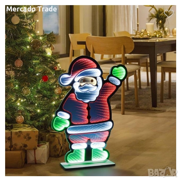 Коледна огледална лампа Дядо Коледа, USB, LED,Цветен, снимка 1