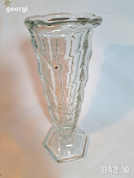 ретро стъклена релефна ваза 28/5, снимка 1