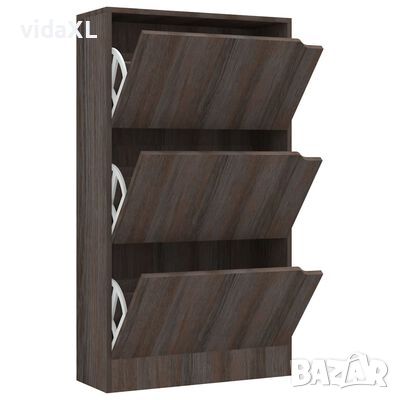 vidaXL Шкаф за обувки с 3 вратички, сив дъб сонома, 59x24x105 см, ПДЧ(SKU:338128, снимка 1