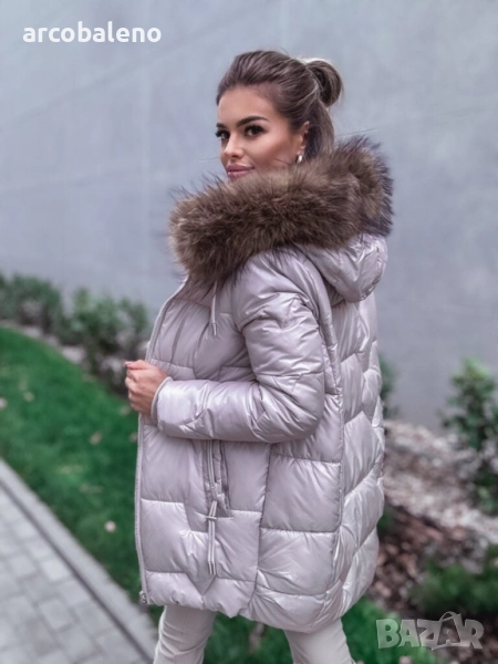 Дамско ватирано бежово яке , снимка 1