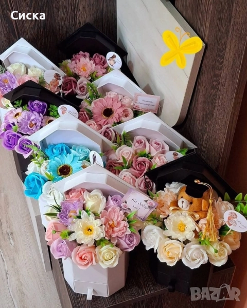 Тематични букети със 11 броя сапунени цветя от пластечен сапун за абитуриенти💃🏼 или абсолвенти, снимка 1