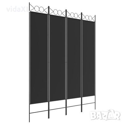 vidaXL Параван за стая, 4 панела, черен, 160x200 см, плат（SKU:350153, снимка 1