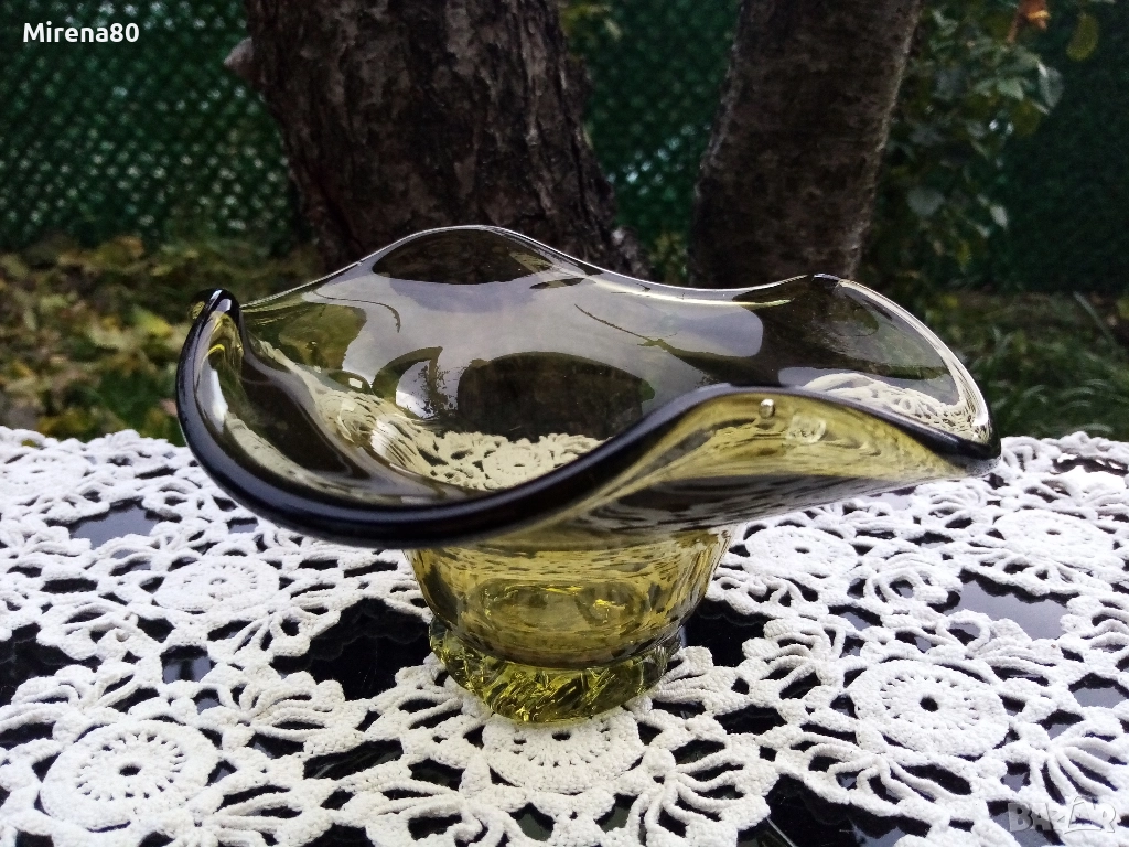 Бонбониера цветно стъкло, снимка 1