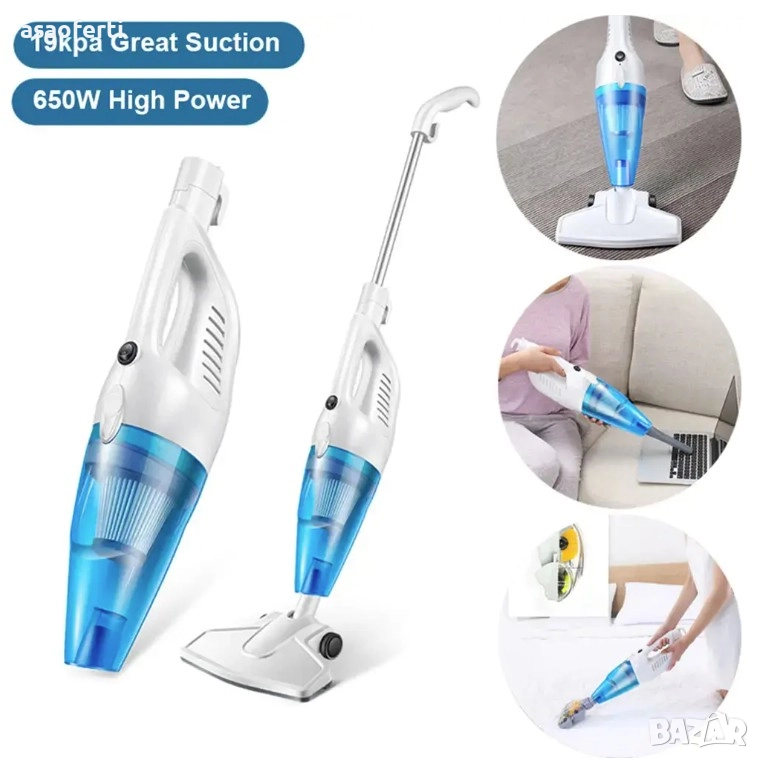 💨 Ултра Лека Вертикална Прахосмукачка 2в1 – HEPA Филтър и Ръчен Режим, снимка 1